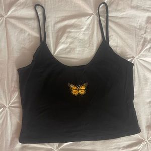 Black butterfly crop top from shein size large